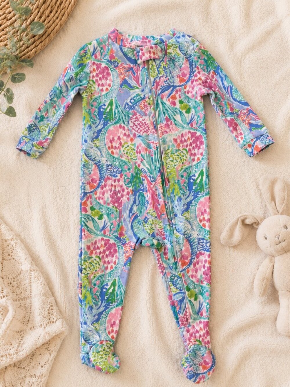 Lilly Pulitzer x Pottery Barn Kids Mermaid Footie Pajamas Baby One Piece Coastal